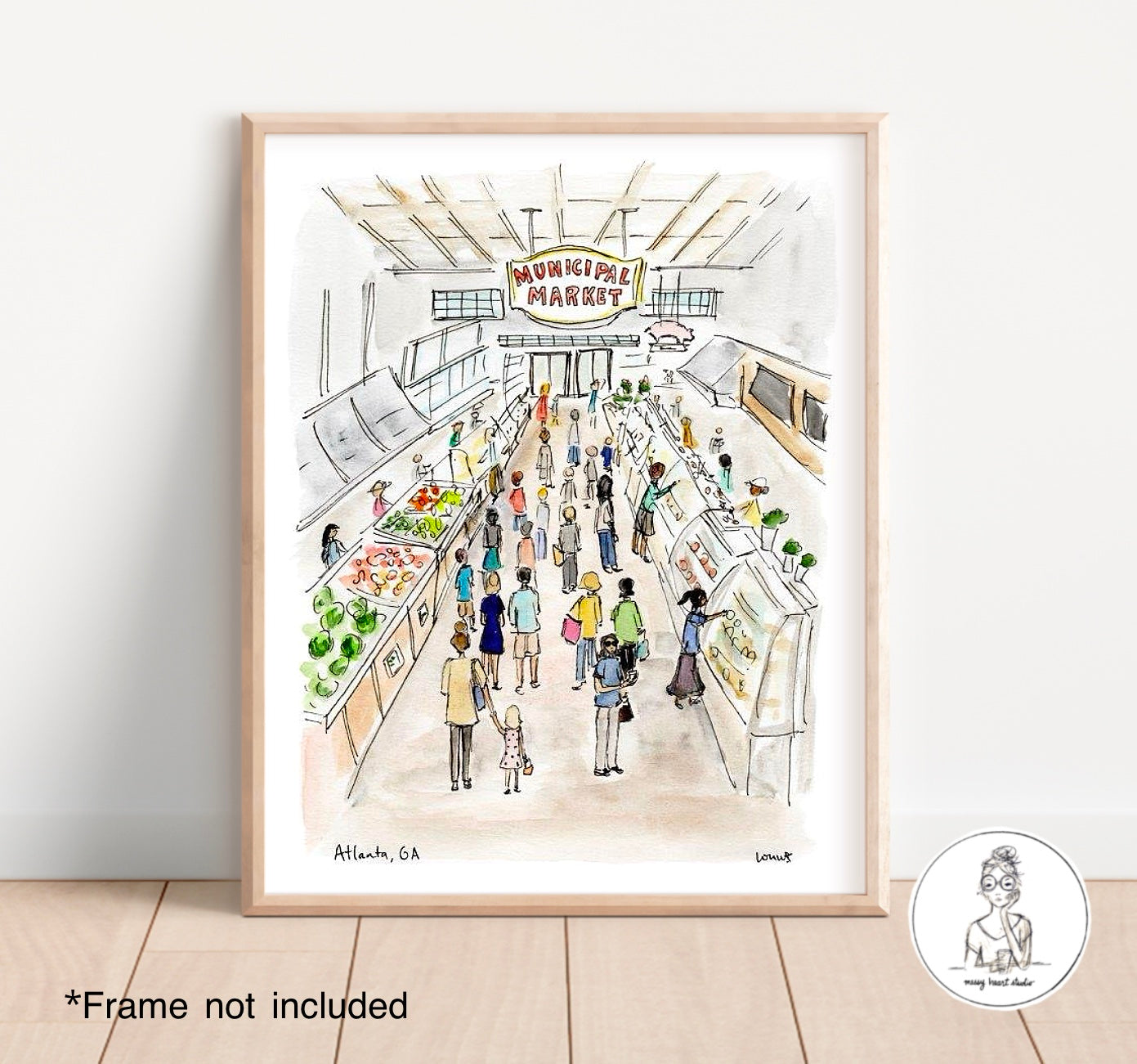 Atlanta, GA - Municipal Market. Watercolor and Ink Print