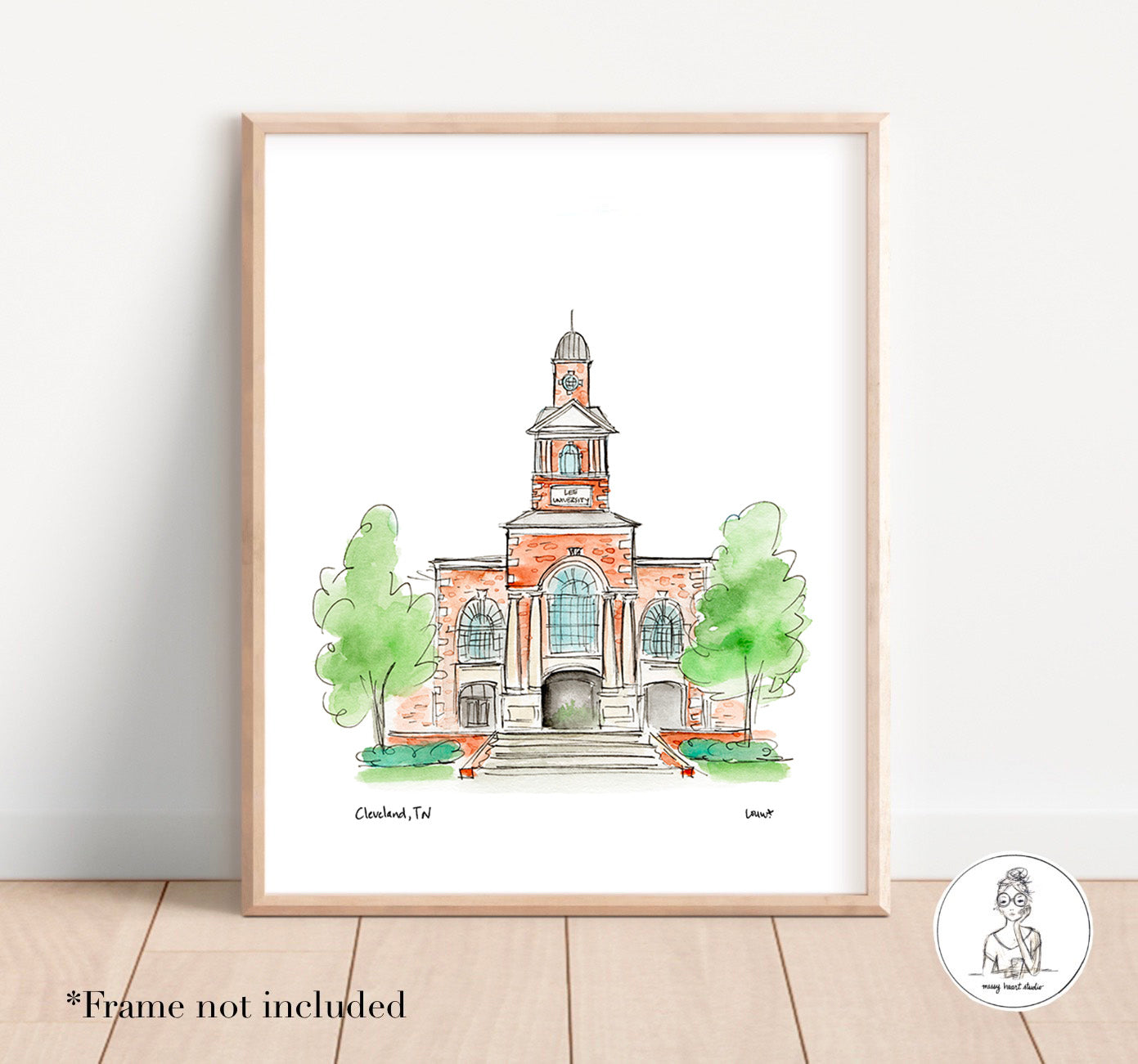 Cleveland, TN - Campus Art. Watercolor and Ink Illustration