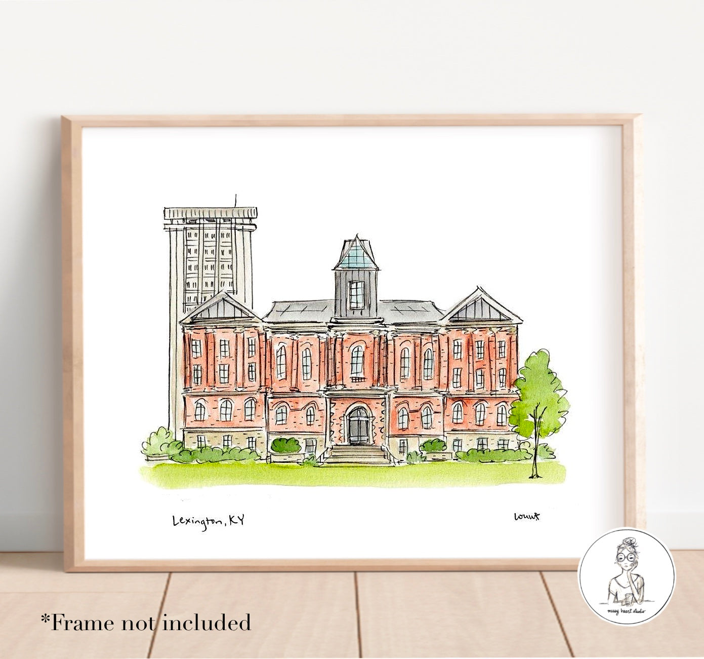 Lexington, KY - Campus Art. Watercolor and Ink Print