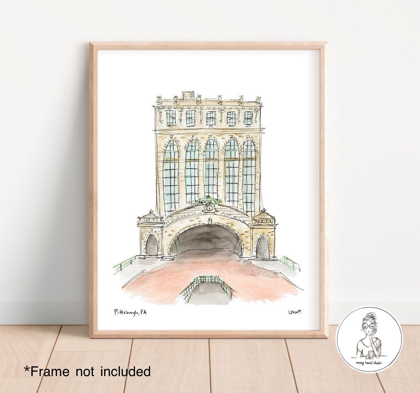 Pittsburgh, PA - Pennsylvanian. Watercolor and Ink Print