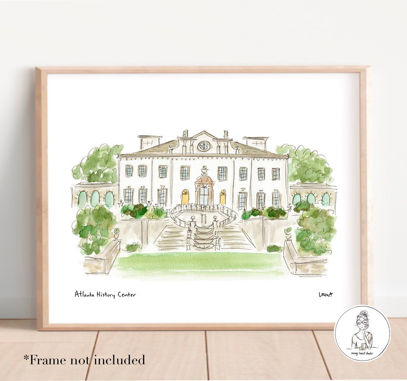 Atlanta, GA - History Center. Watercolor and Ink Print