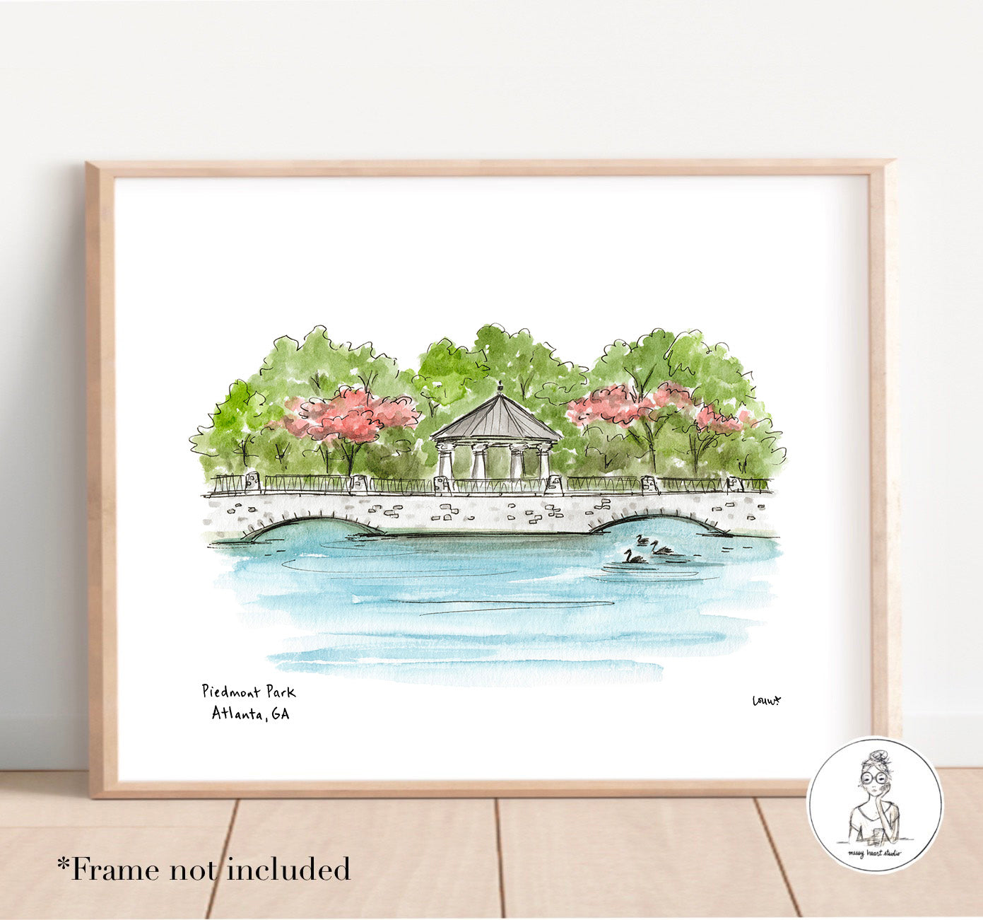 Atlanta, GA - Piedmont Park. Watercolor and Ink Print
