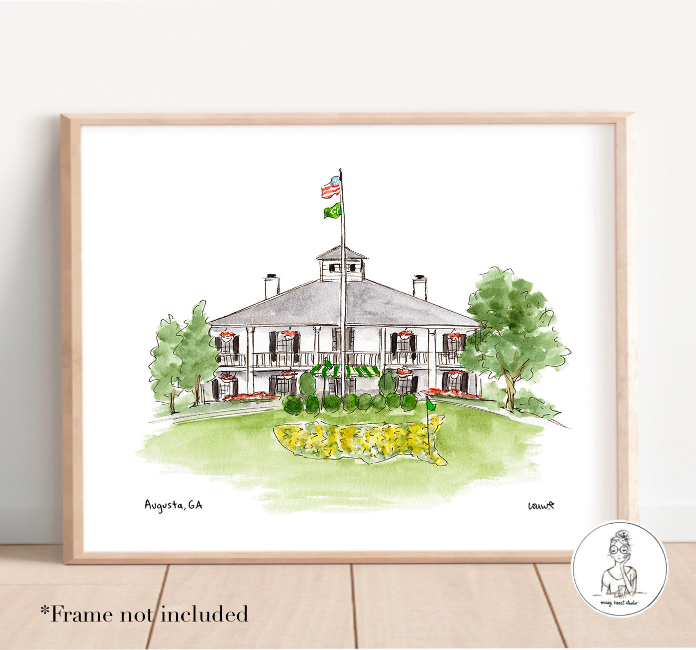 Augusta, GA - Golf. Watercolor and Ink Print