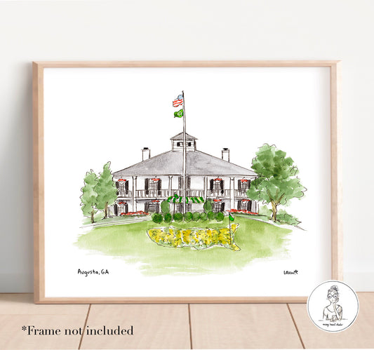 Augusta, GA - Golf. Watercolor and Ink Print