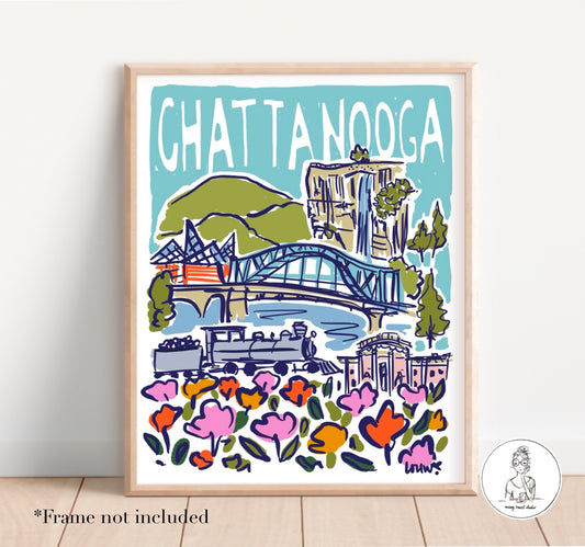 Chattanooga, TN - Poster Collage. Original Art Print