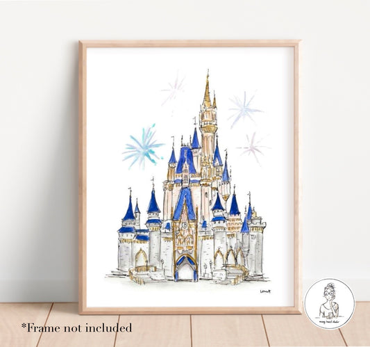 Cinderella's Castle. Watercolor and Ink Print