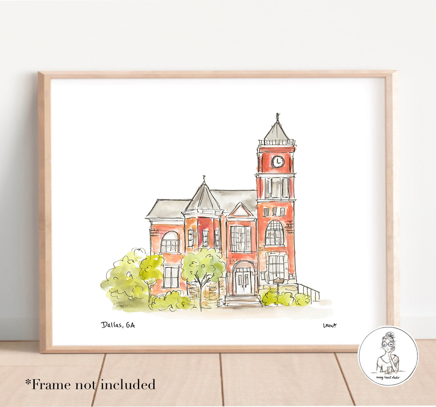 Dallas, GA - Courthouse. Watercolor and Ink Print