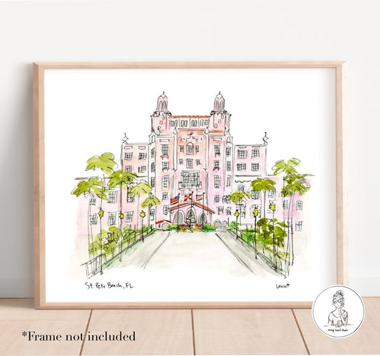 Don Cesar - St. Pete Beach, FL. Watercolor and Ink Print