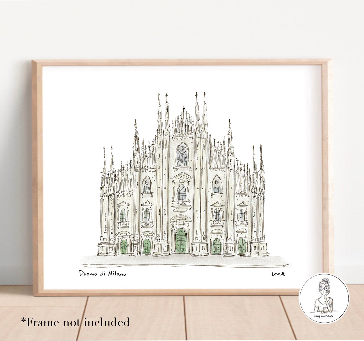 Milan, Italy - Duomo di Milano. Watercolor and Ink Print