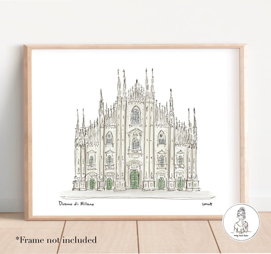 Milan, Italy - Duomo di Milano. Watercolor and Ink Print