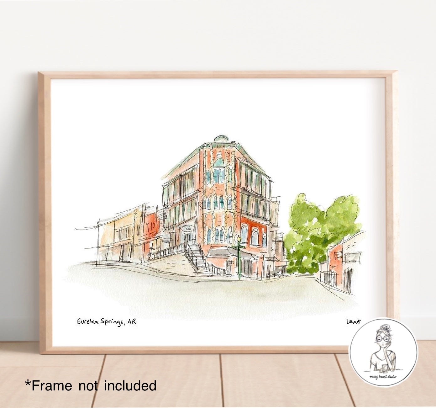 Eureka Springs, AR - Market Corner. Watercolor and Ink Print