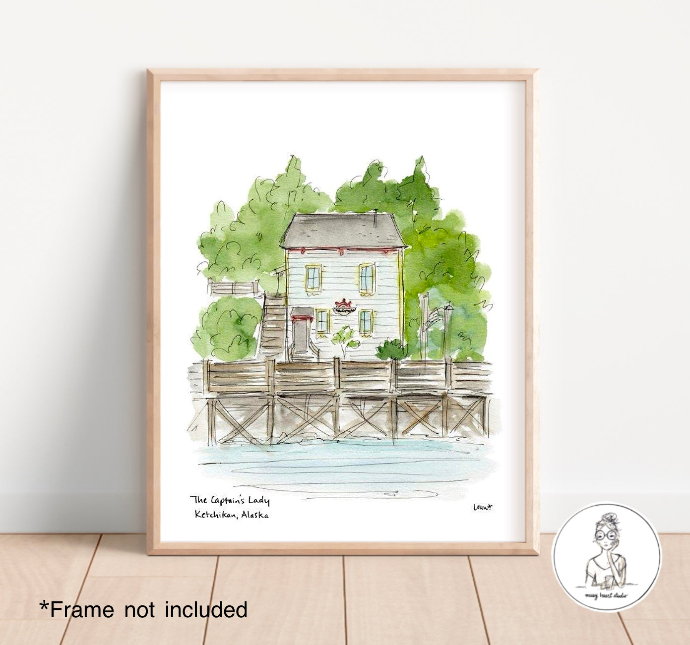 Ketchikan, AK - The Captain's Lady. Watercolor and Ink Print