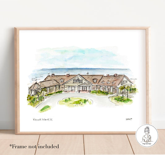 Kiawah Island, SC - Resort. Watercolor and Ink Print