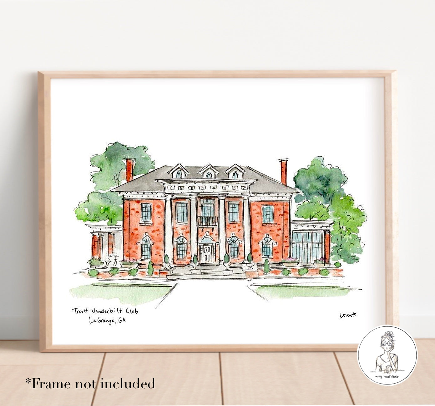 LaGrange, GA - Truitt Vanderbilt Club. Watercolor and Ink Print