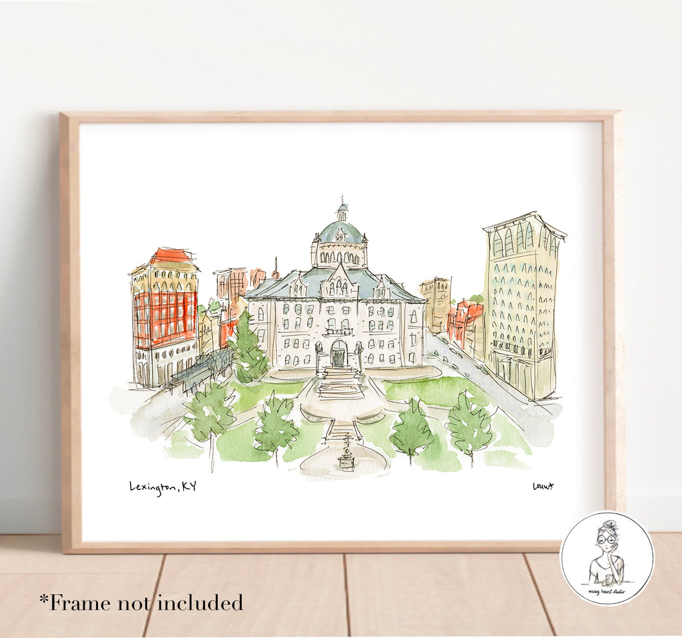 Lexington, KY - Fayette County Courthouse. Watercolor and Ink Print