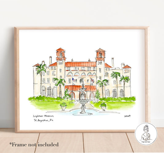 St. Augustine - Lightner Museum. Watercolor and Ink Print