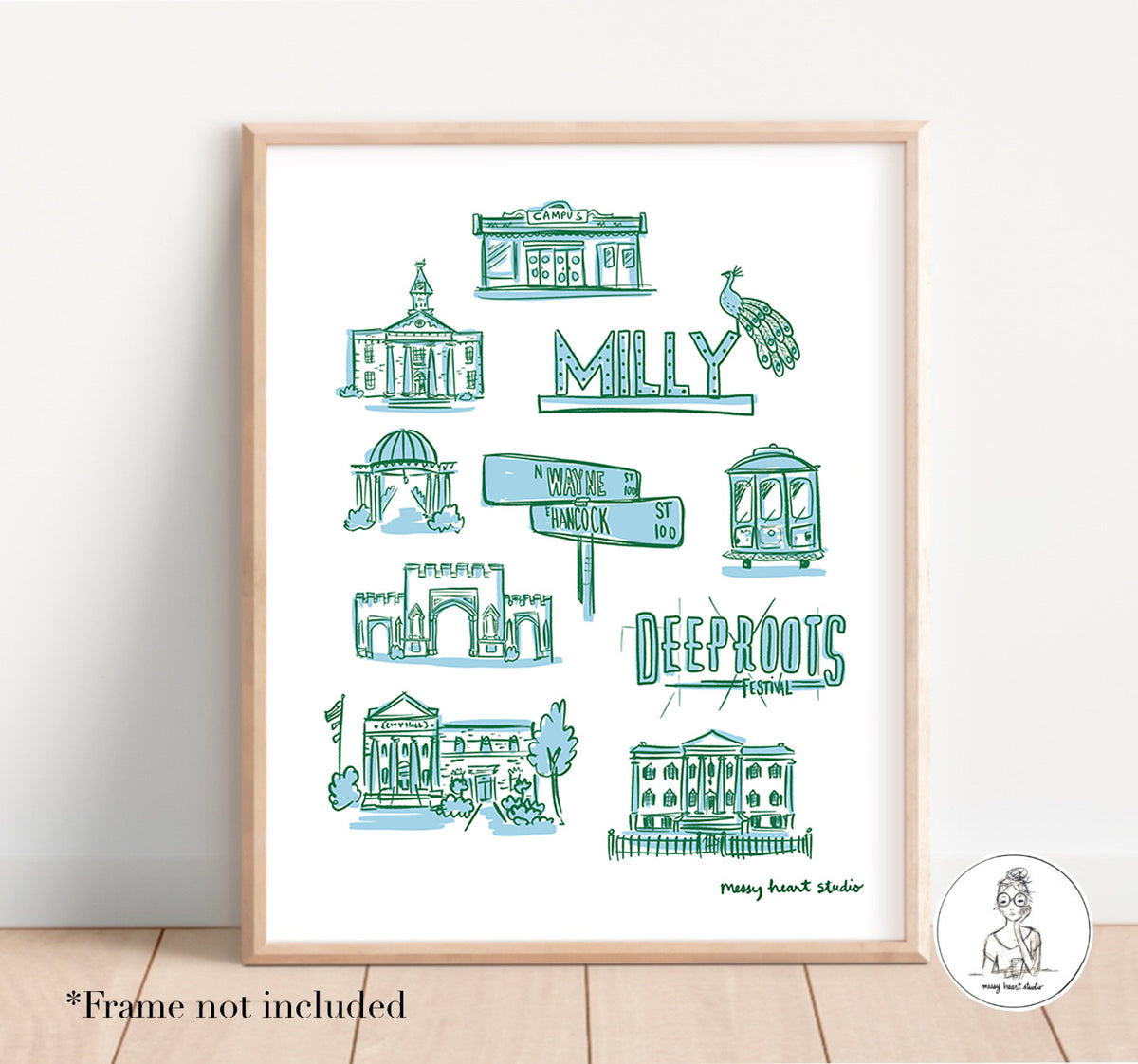 Milledgeville, GA - Landmark IIcons Collage. Art Print