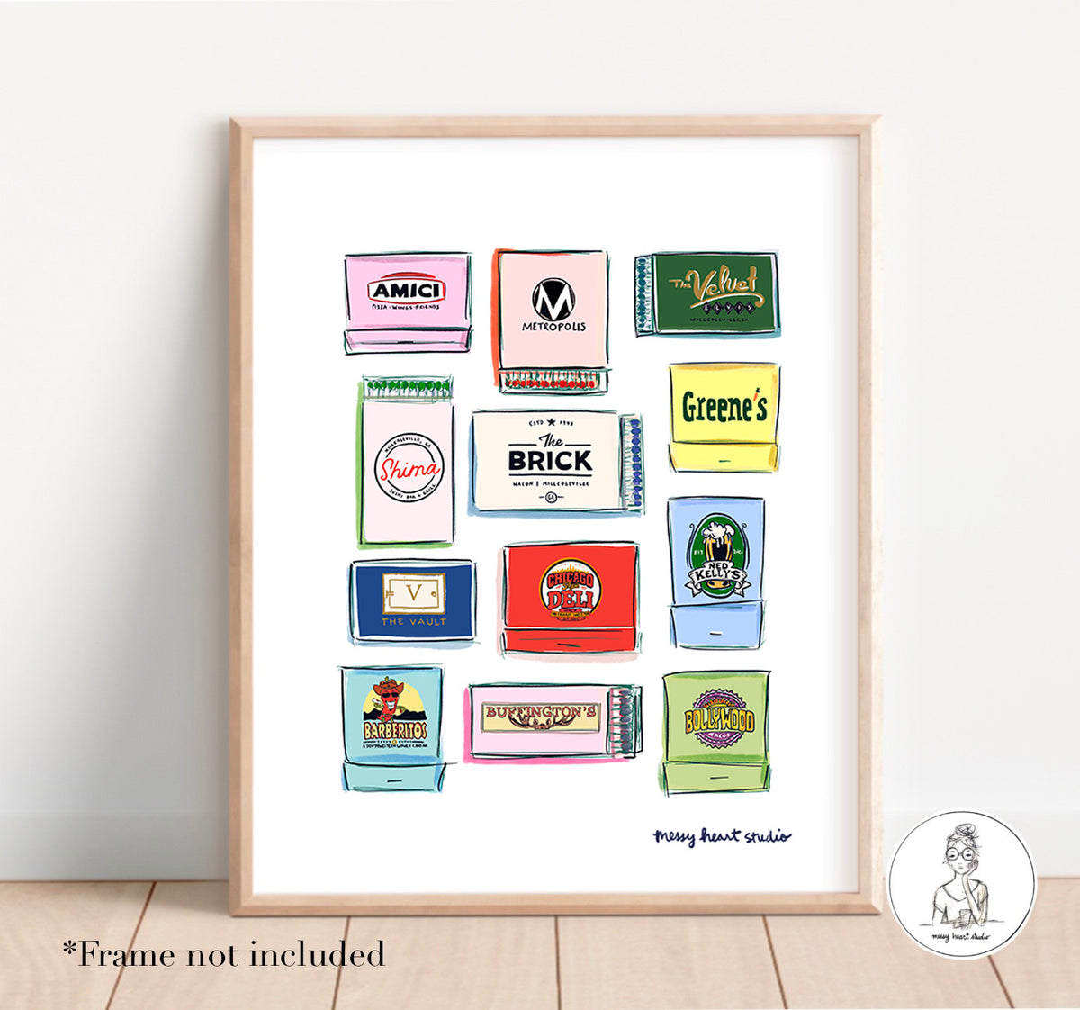 Milledgeville, GA - Matchbook Collage. Art Print