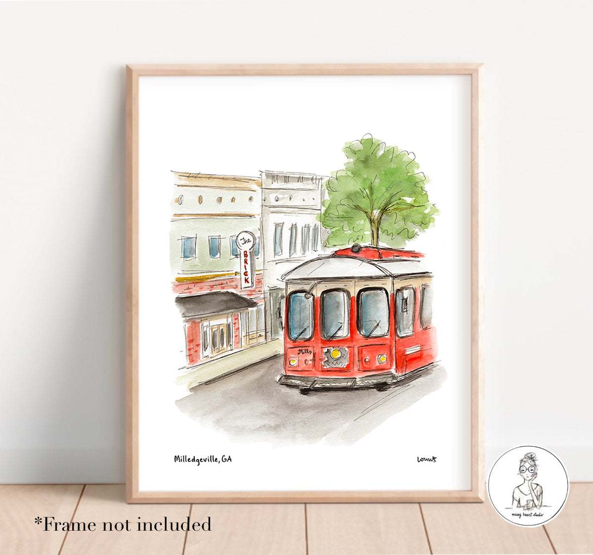 Milledgeville, GA - Milly. Watercolor and Ink Print