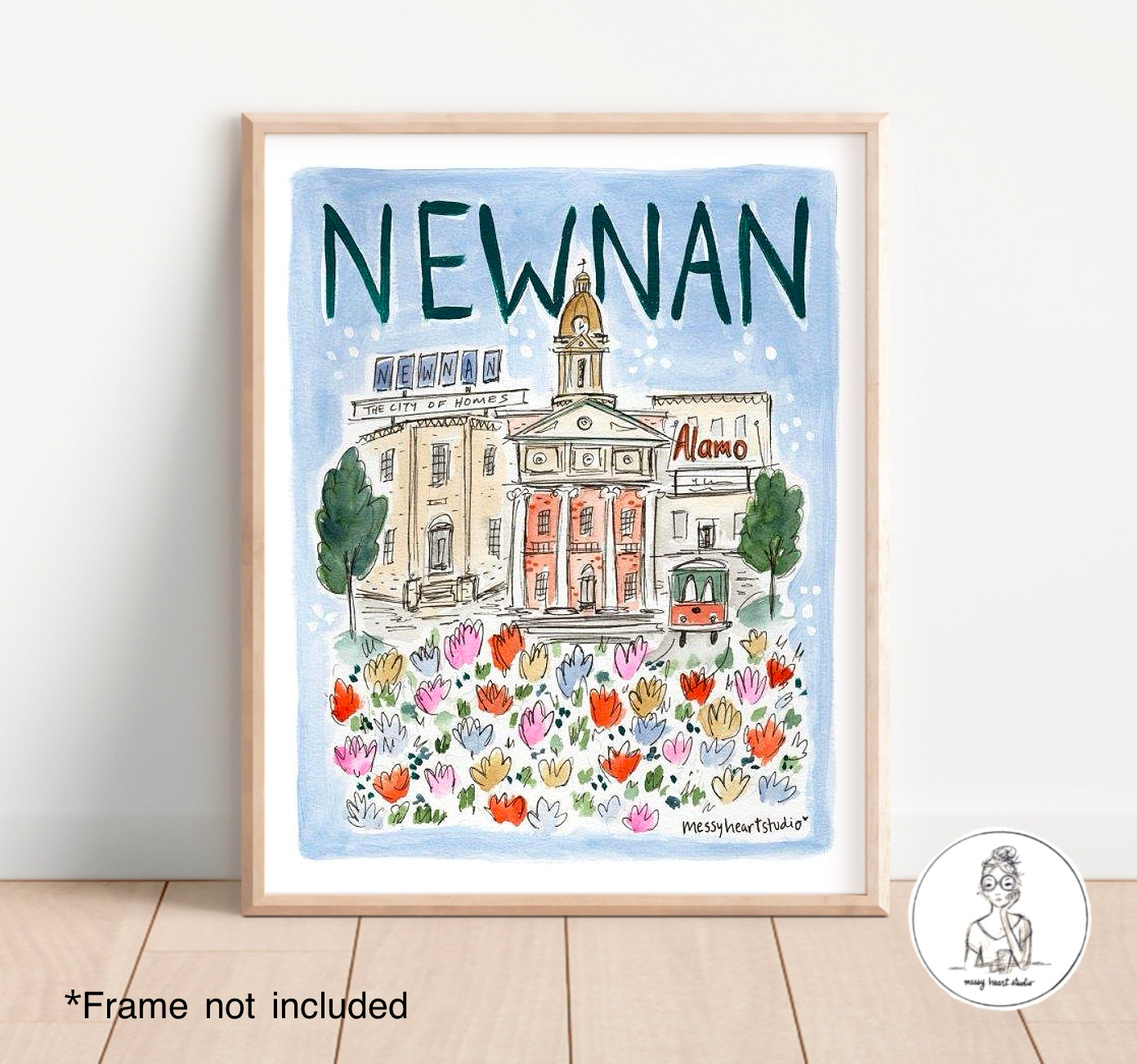 Newnan, GA - Landmark Collage. Art Print