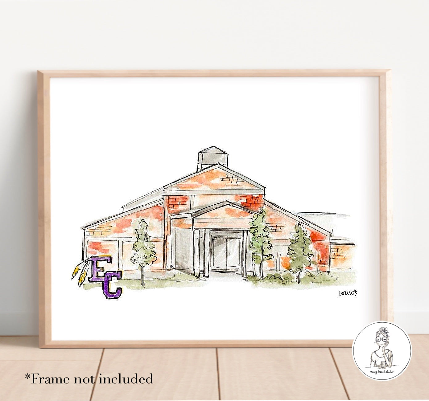 Newnan, GA - East Coweta High School. Watercolor and Ink Print