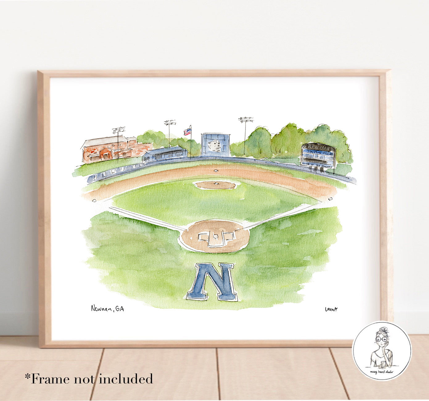 Newnan, GA - Newnan High School Baseball. Watercolor and Ink Print