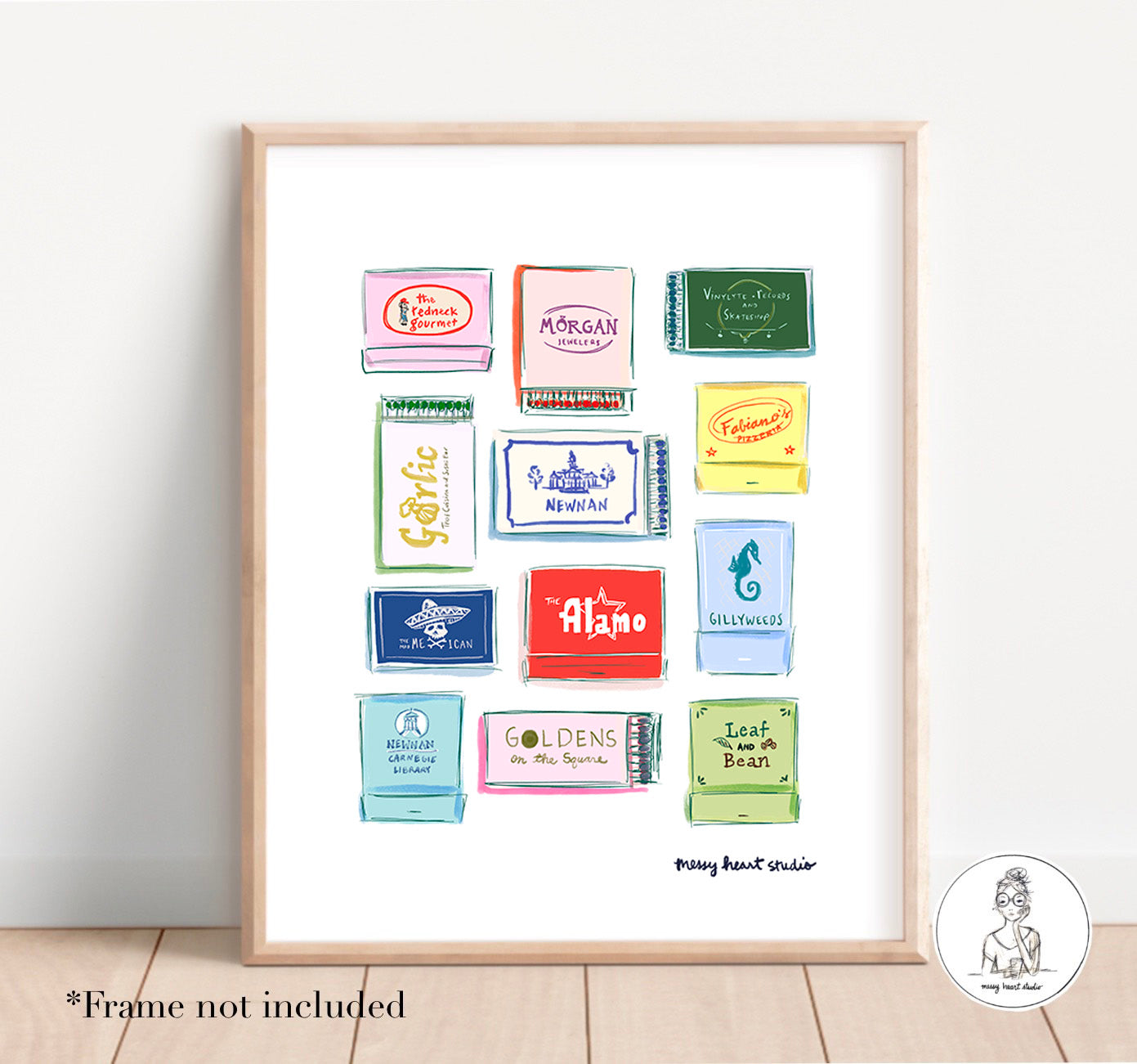Newnan, GA - Matchbox Collage. Art Print