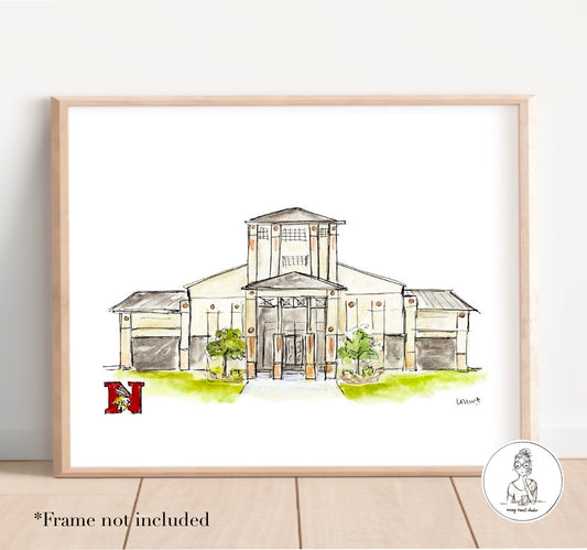 Newnan, GA - Northgate High School. Watercolor and Ink Print