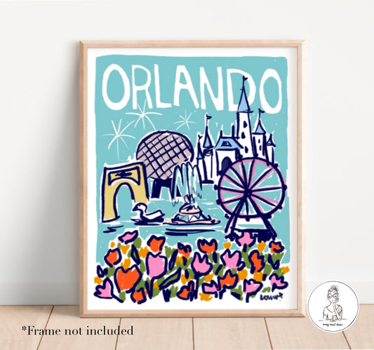 Orlando, FL - Poster Collage. Original Art Print