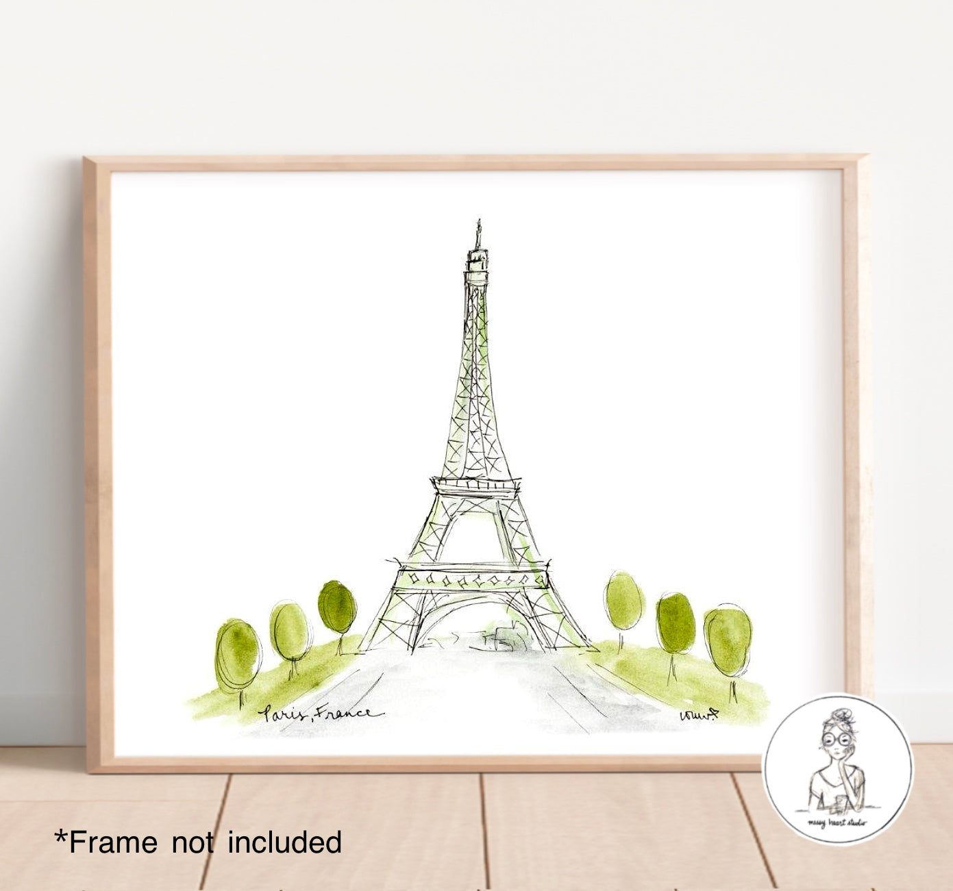 Paris, France - Tour Eiffel. Watercolor and Ink Print