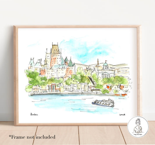 Quebec City, QC. Watercolor and Ink Print