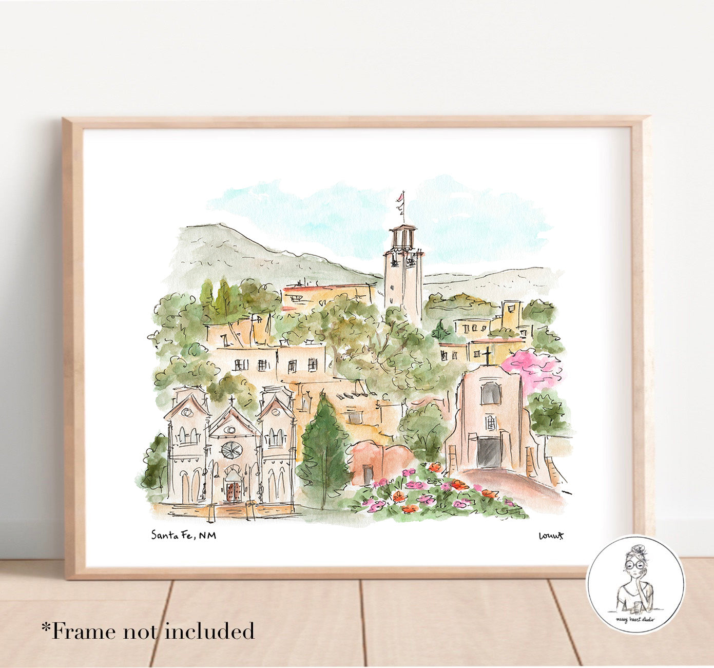 Santa Fe, NM. Watercolor and Ink Print