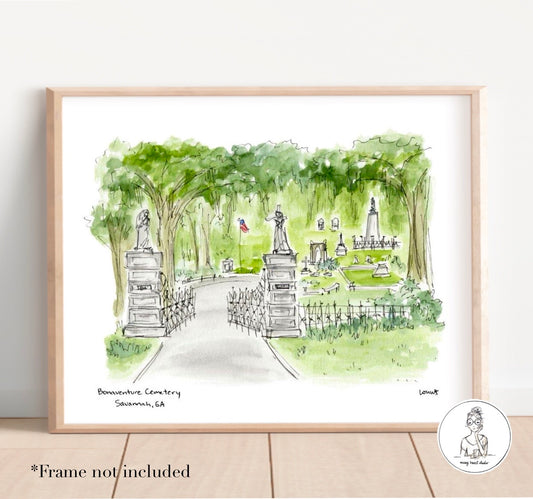 Savannah, GA - Bonaventure Cemetery. Watercolor and Ink Print