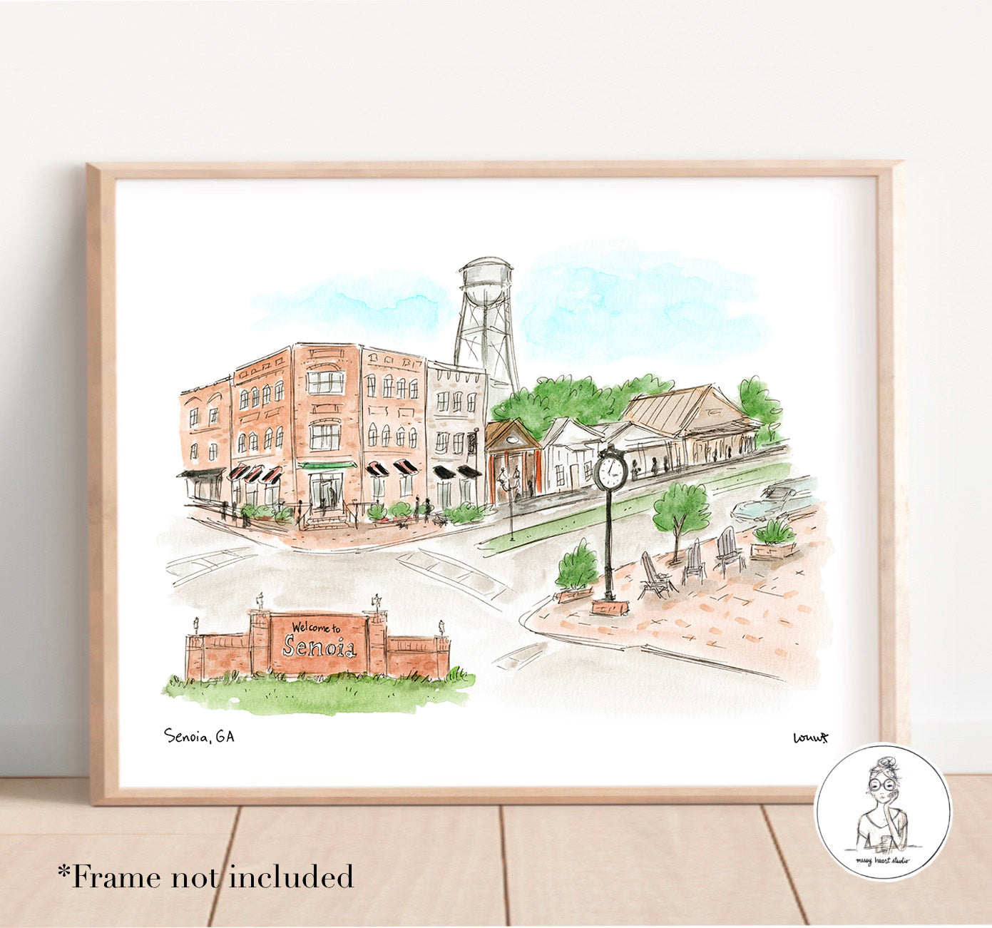 Senoia, GA - Watercolor and Ink Print