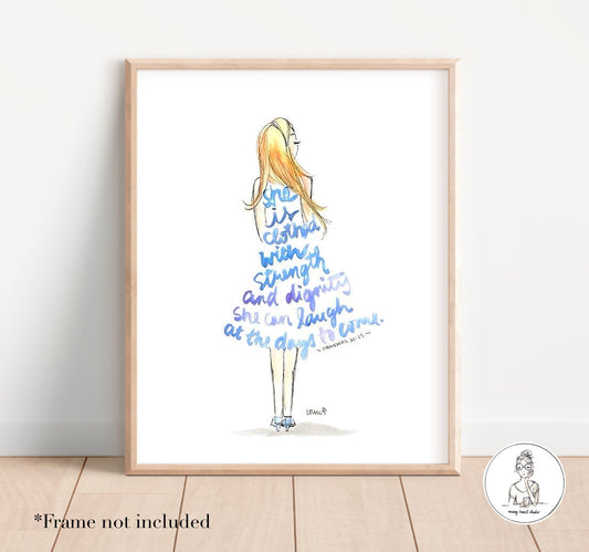 Proverbs 31 Girl - Strawberry Blonde Hair, Blue Dress