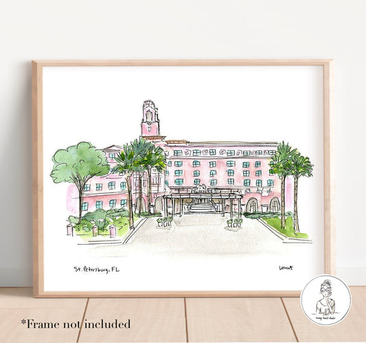 St. Petersburg, FL - The Vinoy. Watercolor and Ink Print