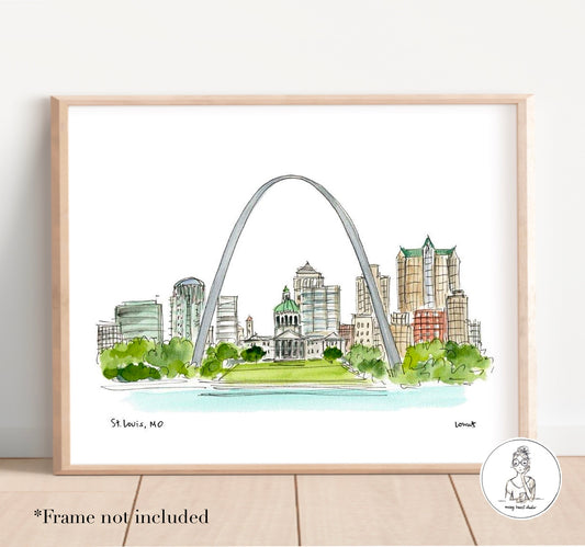 St. Louis. Watercolor and Ink Print