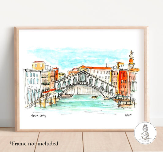 Venice, Italy. Watercolor and Ink Print