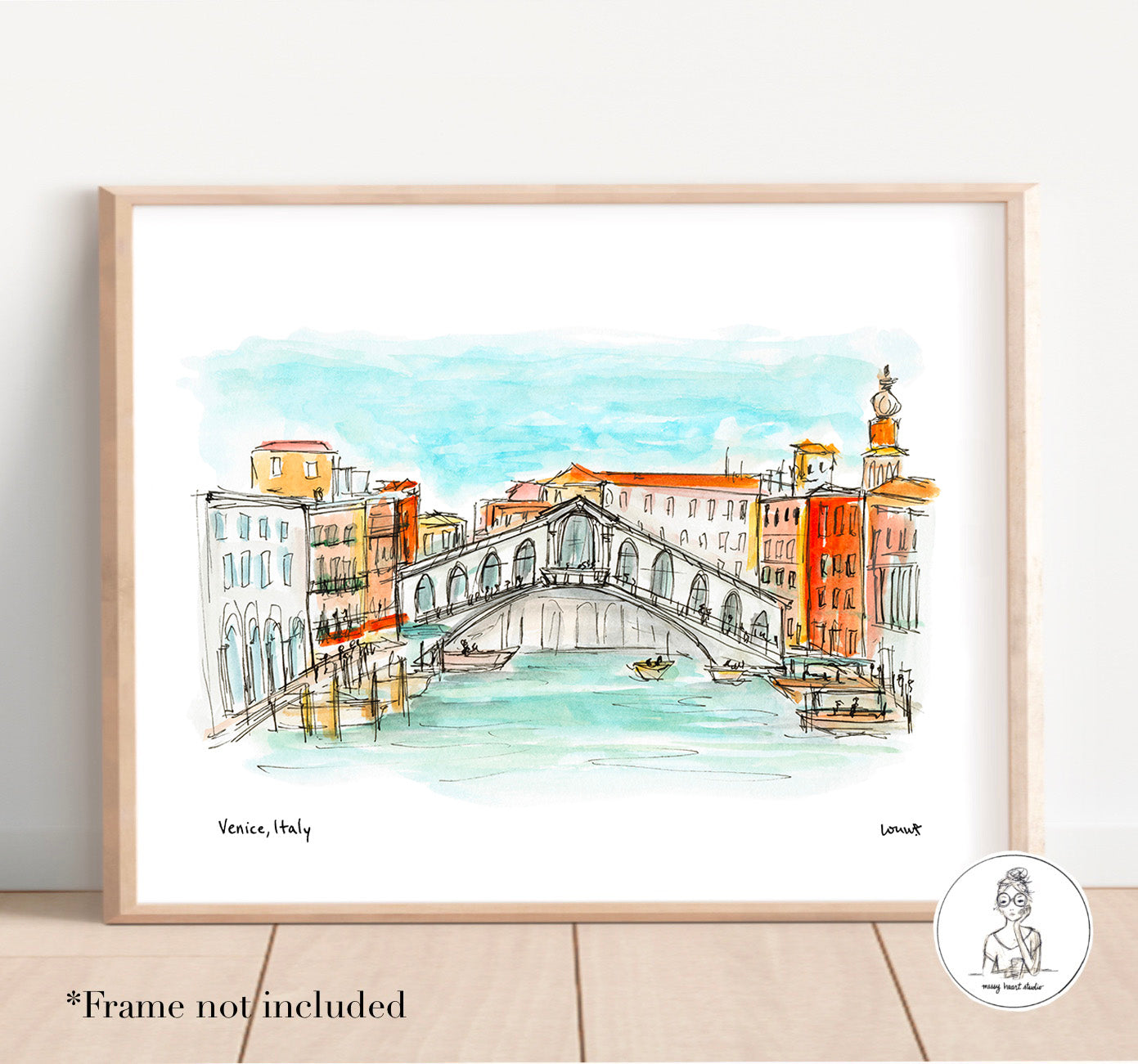 Venice, Italy. Watercolor and Ink Print