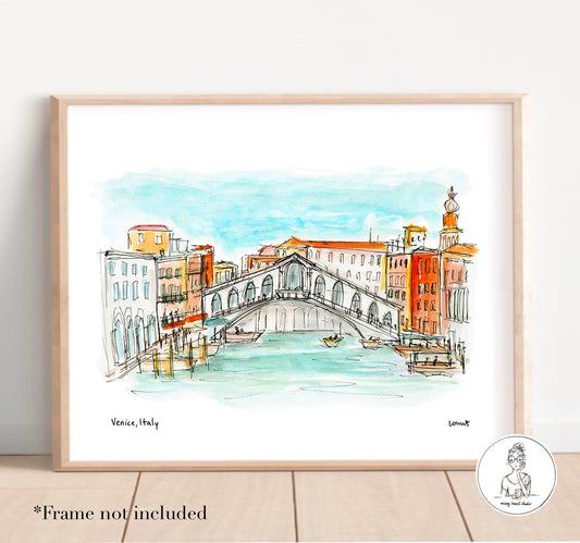 Venice, Italy. Watercolor and Ink Print