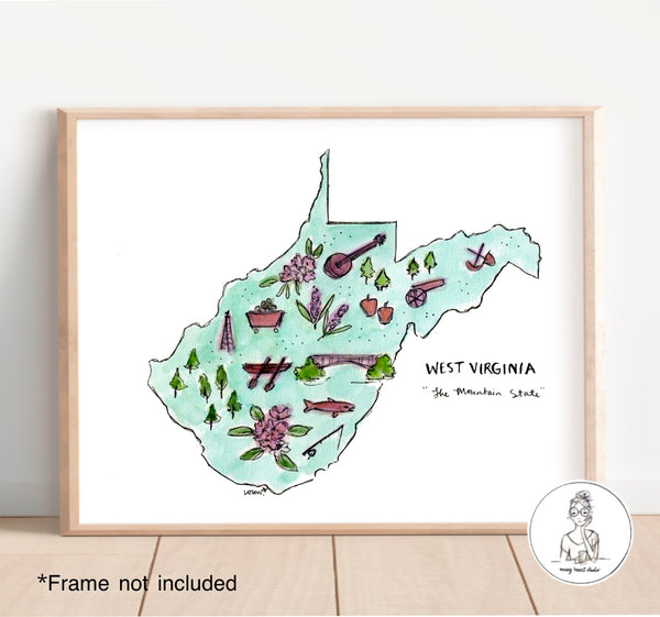 West Virginia State Map – messy heart studio