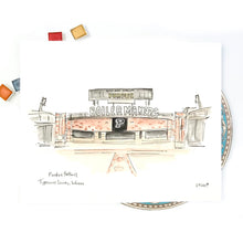 Load image into Gallery viewer, Purdue Boilers stadium watercolor and ink illustration print 8x10 or 11x14
