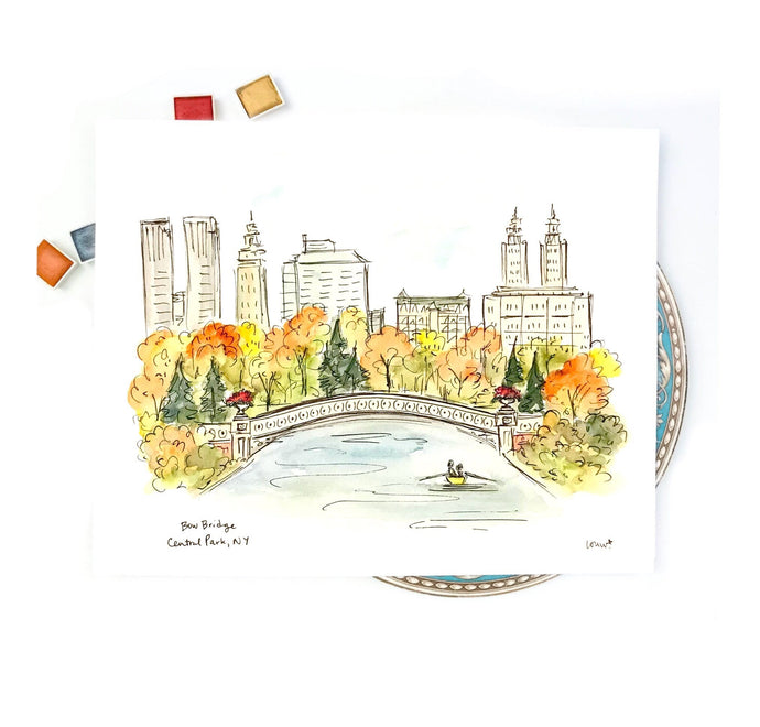 Central Park Bow Bridge in Fall, New York, NY